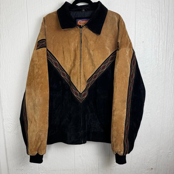 Cripple Creek Vintage Leather Aztec Colorblock Suede Jacket Size XXL Western - Picture 2 of 14